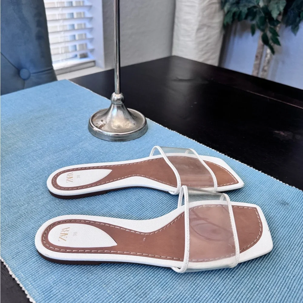 Zara Vinyl Slide Sandals Size 38 - Picture 3 of 7